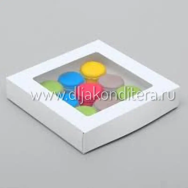Фото #1 товара Коробка 20*20*4см БЕЛАЯ с окном