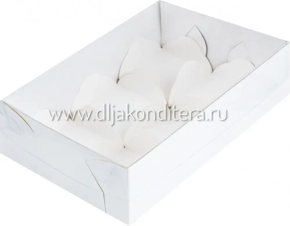 Коробка для МОТИ на 6 шт. 17,5*12*5,5см Белая с пласт. крышкой