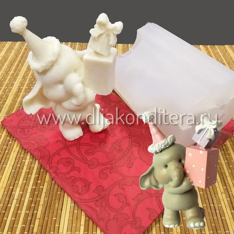 Фото #1 товара 3D силиконовая форма Слоник с подарками