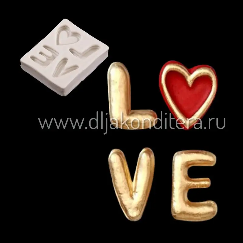 Фото #1 товара Молд "LOVE с сердцем" 5,5*4,5см