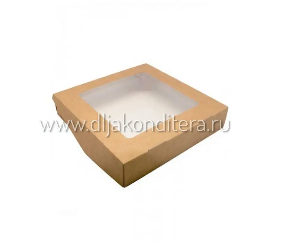 Коробка 20*20*4см крафт с окном
