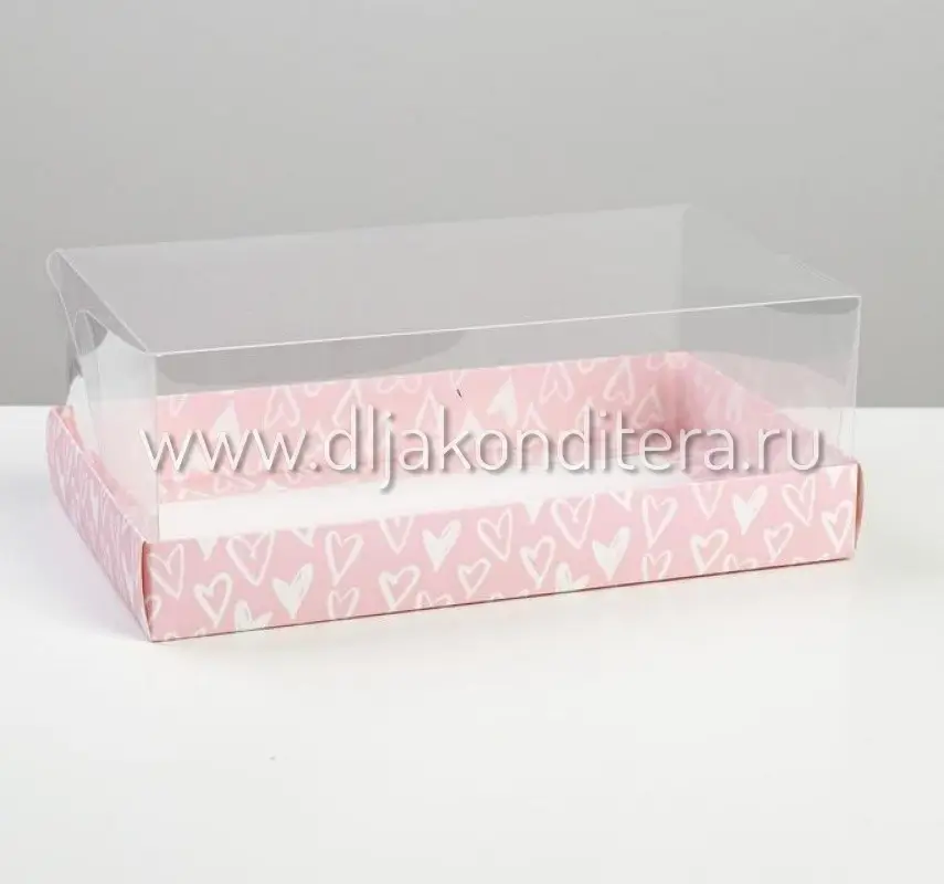 Коробка для десерта 22*13*8см цветные с прозрачной крышкой