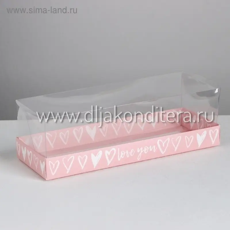 Коробка для десерта 26*8*10см цветные с прозрачной крышкой