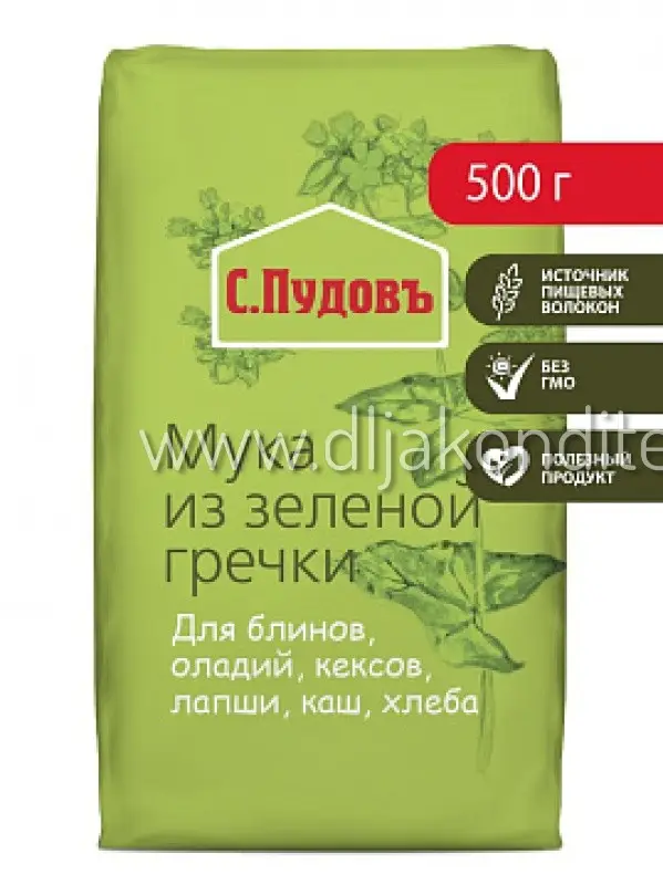 Фото #2 товара Мука из Зеленой Гречки 500г С.Пудовъ