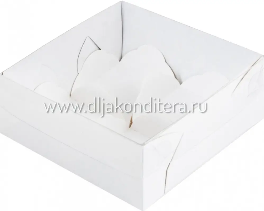 Коробка для МОТИ на 4 шт. 12*12*5,5см Белая с пласт. крышкой