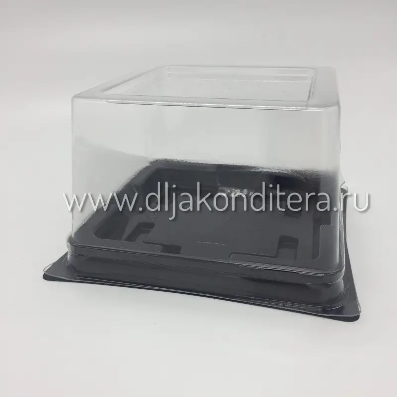 Упаковка пластик квадрат 10*10*7,5см см черное дно