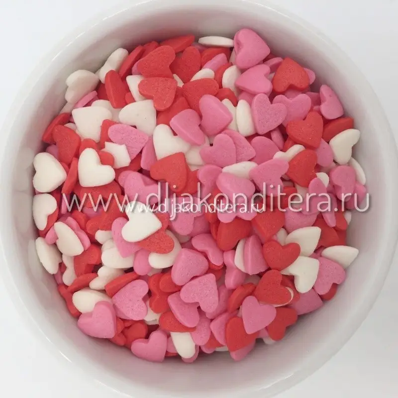 Посыпки "Сердечки" красные/белые/розовые 50гр