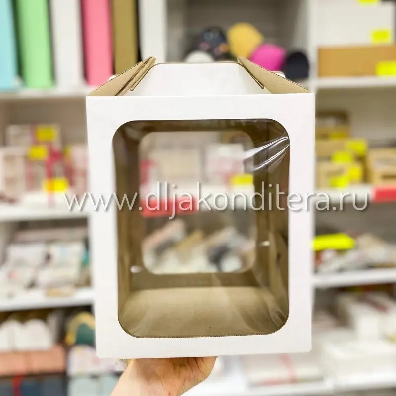 Фото #2 товара Коробка 18*18*22 см белая с окном и ручками 